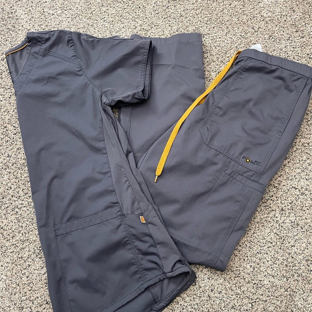 Carhartt Women's Gray Cargo Pants with Yellow Details